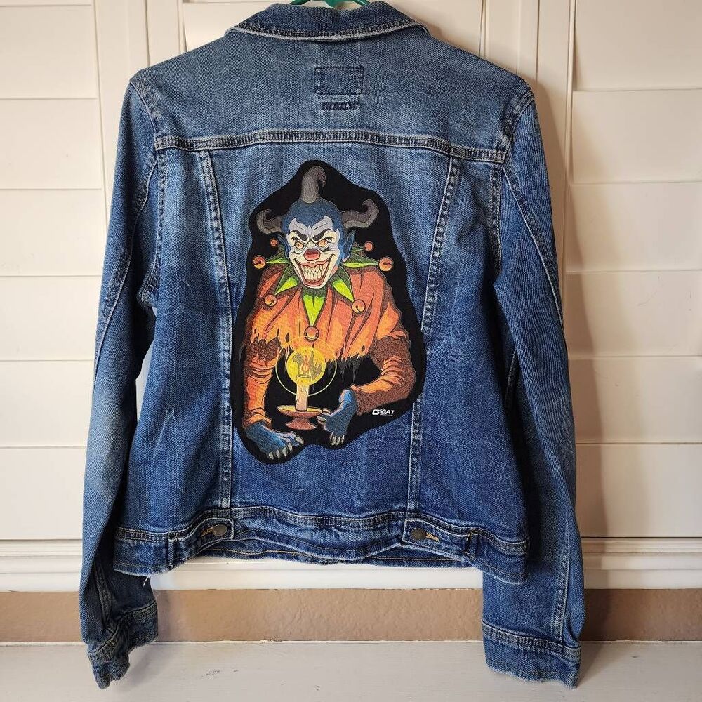 Universal Threads Denim Jacket Upcycle Joker Clown Size Large